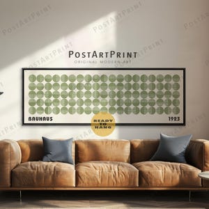 Sage Green Bauhaus Framed Poster, Long Horizontal Wall Art, Canvas Framed Bauhaus, Large Framed Long Narrow Art, Wide Art, Above Bed Decor