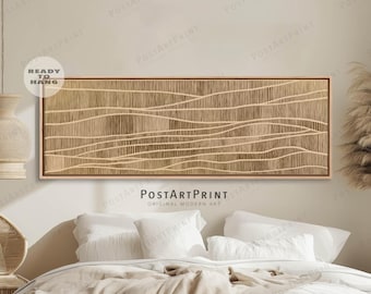 Sztuka abstrakcyjnych linii w stylu Mid Century Modern: poziomy wydruk panoramiczny