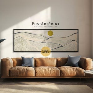 Horizontal Mountain Landscape, Horizontal Framed Canvas, Panoramic Large Framed Art, Above Bed Decor, Long Narrow Poster, Wide Art Print
