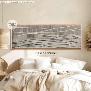 Long Horizontal Abstract Line Art: Mid Century Modern Panoramic Framed Art