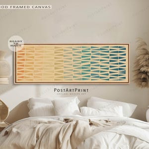 Retro kleurenblokprint halverwege de eeuw: lang horizontaal - verticaal ingelijst canvas