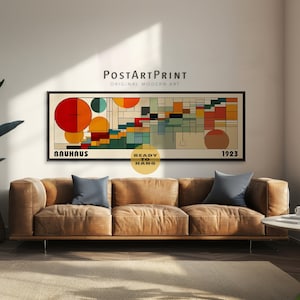 Bauhaus Print, Horizontal Wall Art, Framed Canvas, Long Narrow Art, Wide Art Print, Retro Large Print, Geometric Wall Art, Exhibition Poster