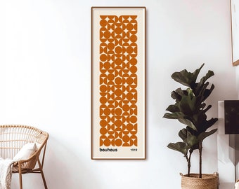 Bauhaus Print, Abstract Long Horizontal Vertical Wall Art, Terracotta Exhibition Poster, Long Narrow Art, Wide Art Print, Large Wall Art