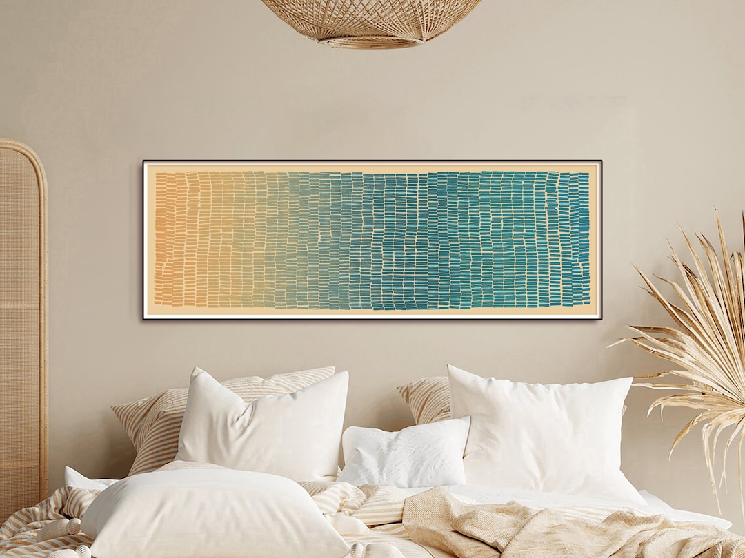 Abstract Long Horizontal Wall Art, Mid Century Modern, Panoramic Long ...