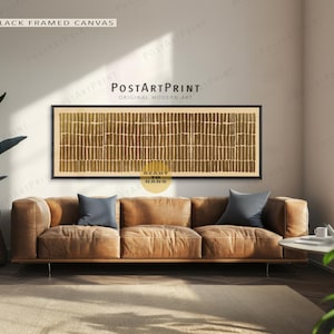 Mid Century Modern Color Blocks Art: Long Horizontal Framed Canvas