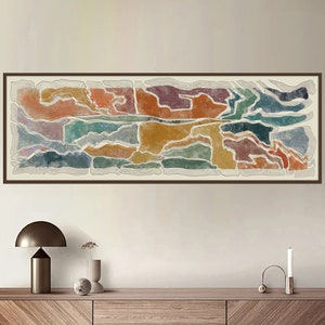 Abstract Horizontal Wall Art Panoramic Colorful Painting Long Narrow ...