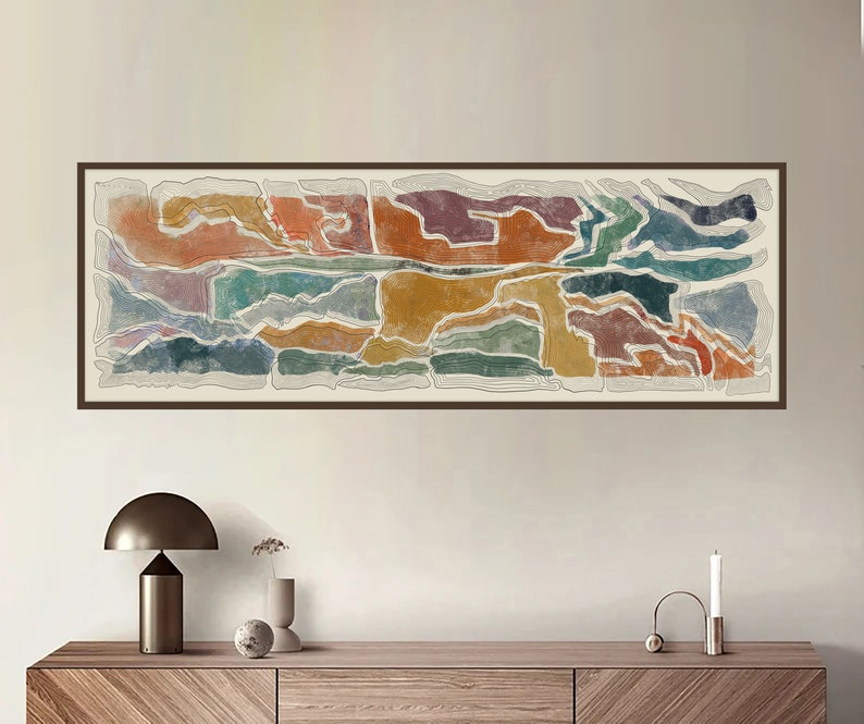 Abstract Horizontal Wall Art Panoramic Colorful Painting Long - Etsy