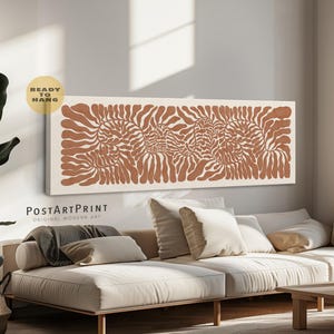 Botanical Horizontal Framed Canvas: Terracotta Mid Century Modern Wall Art
