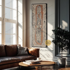 Aboriginal Wall Art: Long Narrow Wide Framed Canvas Poster