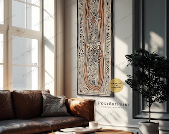 Aboriginal Wall Art: Long Narrow Wide Framed Canvas Poster