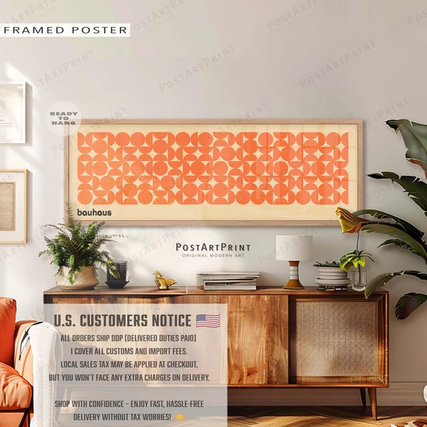 Framed Bauhaus Poster: Retro Geometric Horizontal Wall Art