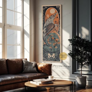 Long Narrow Framed Canvas: Mystical Celestial Gothic Vertical Wide Art
