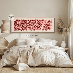 Horizontal Framed Wall Art: Red Abstract Mid Century Modern Poster