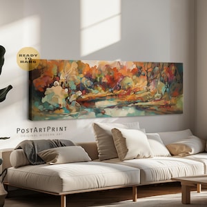 Abstrakte Horizontale Landschaft: Expressionistischer Jugendstil, Panorama Wanddekor