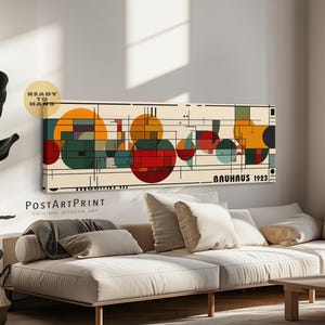 Póster horizontal retro Bauhaus: Impresión geométrica moderna de mediados de siglo