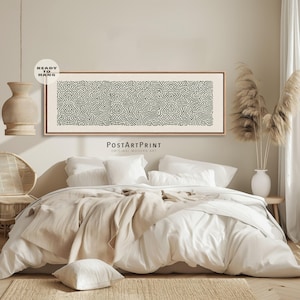 Abstract Black and Beige Wall Art: Mid Century Modern Long Horizontal Canvas