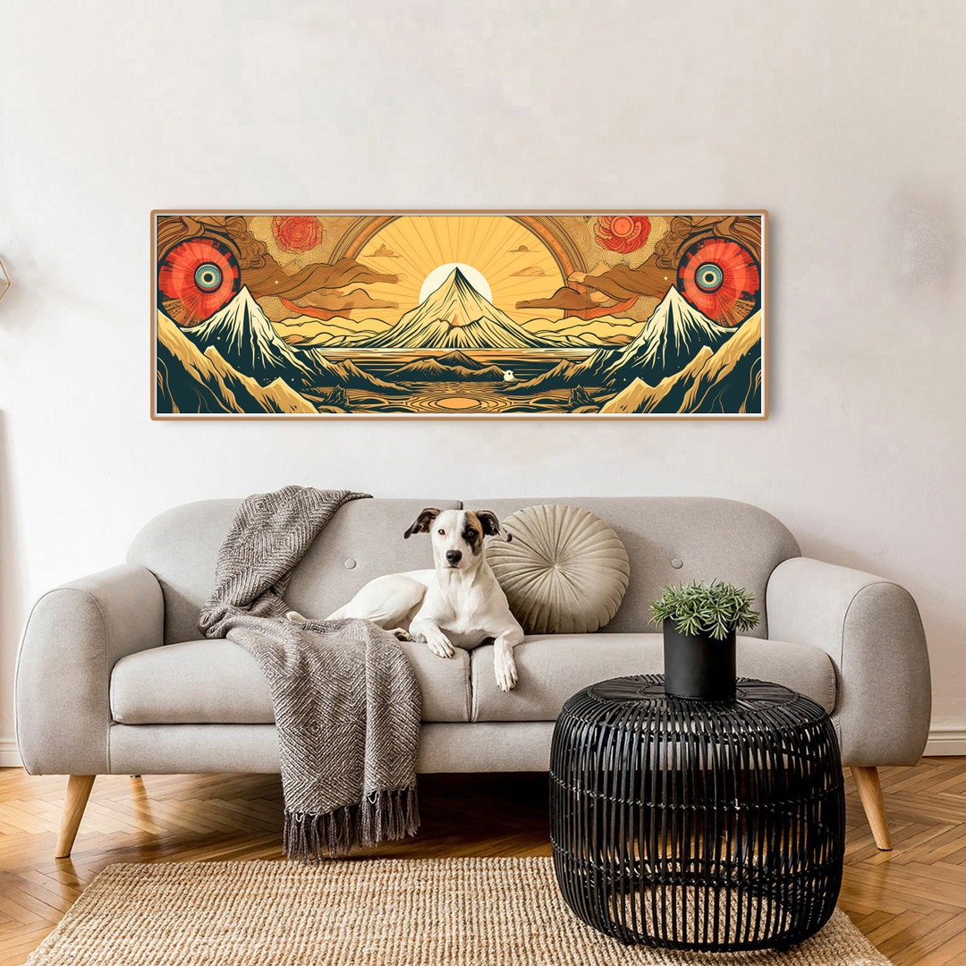Long Horizontal 70s Wall Art, Retro Psychedelic Poster, Dark Academia ...