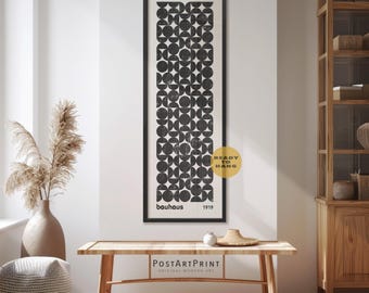 Bauhaus Framed Art: Black & Beige Long Narrow Wide Vertical Print