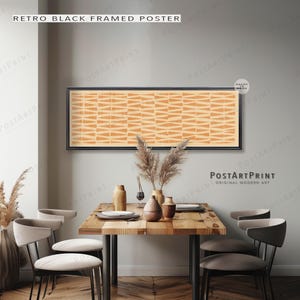 Mid Century Peach Color Block Print: Long Horizontal - Vertical Framed Canvas