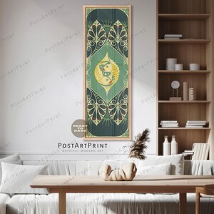 Long Narrow Wall Art, Wide Art, Long Vertical, Vintage Koi Fish Art, Large Framed Canvas, Art Nouveau, Retro Decor, Oversized Framed Poster