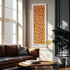 Bauhaus Framed Canvas: Terracotta Long Narrow Wide Mid Century Modern Art