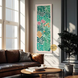 Ingelijste kunst lange smalle bloemen: moderne botanische print uit het midden van de eeuw