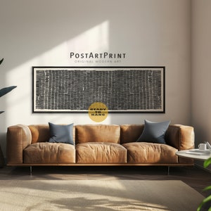 Horizontal Framed Wall Art, Mid Century Modern, Long Narrow Poster, Wide Art Print, Oversized Framed Canvas, Black and Beige Abstract Art