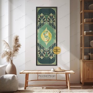 Long Narrow Wall Art, Wide Art, Long Vertical, Vintage Koi Fish Art, Large Framed Canvas, Art Nouveau, Retro Decor, Oversized Framed Poster