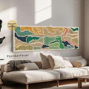 Panorama Abstrakte Landschaft Kunst: Lange Horizontale Leinwand