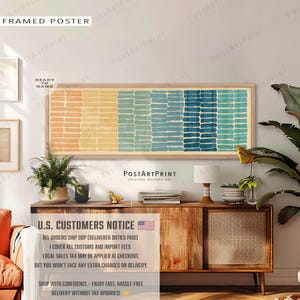 Long Horizontal Color Blocks Wall Art: Mid Century Modern Panoramic Decor