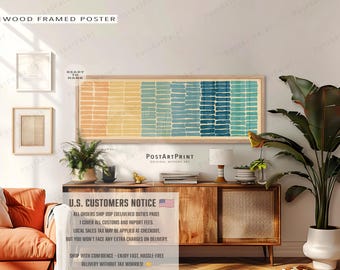 Long Horizontal Color Blocks Wall Art: Mid Century Modern Panoramic Decor