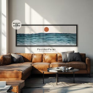 Lange horizontale Meer und Sonne Kunst: Minimalistische große breite über dem Bett Dekor