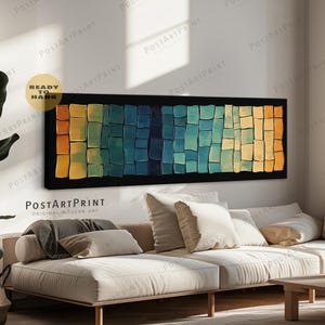 Mid Century Modern Long Horizontal Wall Art:  Long Narrow Wide Framed Canvas