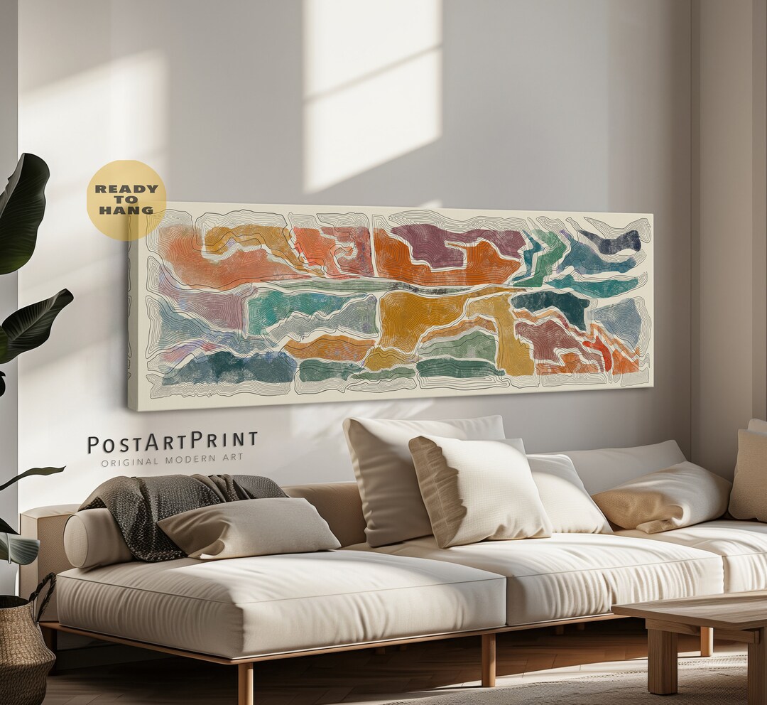 Large Horizontal Wall Art, Long Narrow Art, Panoramic Above Bed Decor ...
