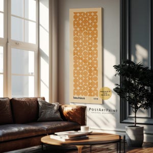 Framed Bauhaus Art: Retro Mid Century Modern Canvas, Long Vertical Decor