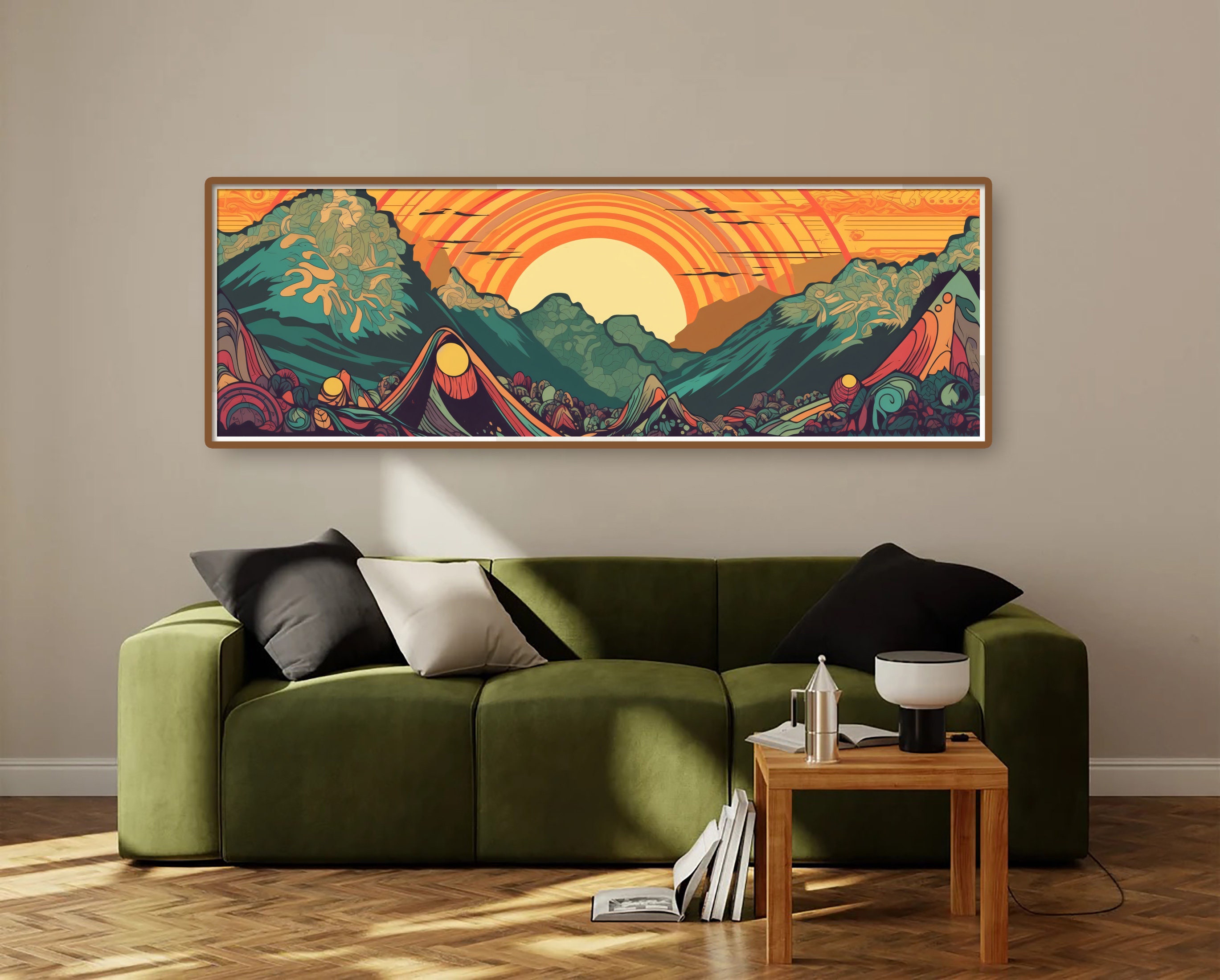 Long Horizontal Retro Psychedelic Art 1970's Poster Etsy