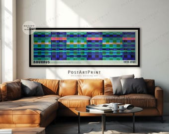 Bauhaus Framed Canvas Art: Mid Century Modern Horizontal Print