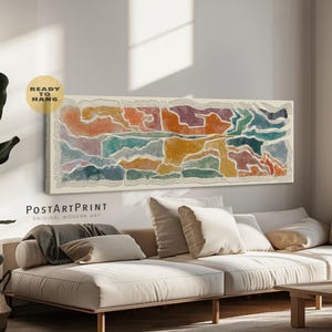 Panoramic Abstract Canvas Art: Long Horizontal Print, Above Bed Decor