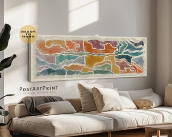 Panoramic Abstract Canvas Art: Long Horizontal Print, Above Bed Decor