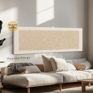 Abstract Horizontal Wall Art: Yellow Mid Century Modern Framed Canvas