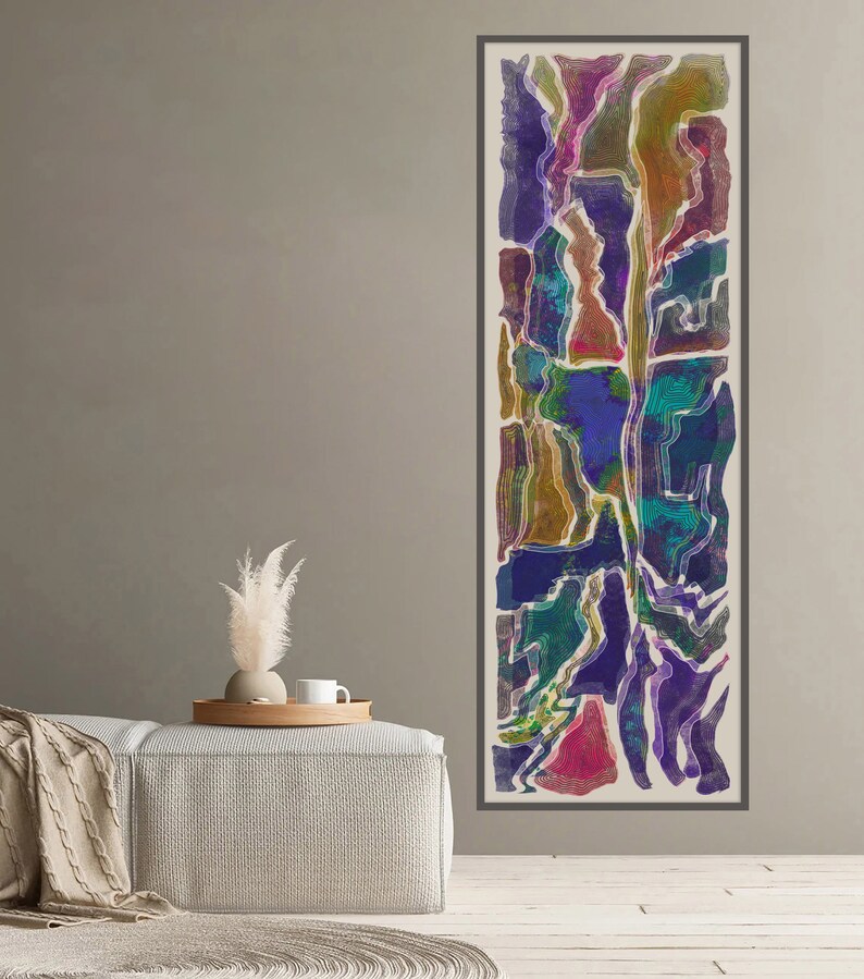 Abstract Long Horizontal Wall Art Magenta Art Colorful Etsy