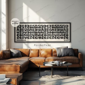 Tela emoldurada preta estilo Bauhaus: Arte de parede horizontal alongada