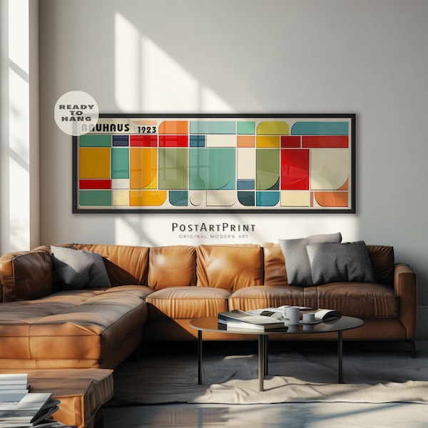 Bauhaus Framed Art: Mid Century Modern Horizontal Canvas Print
