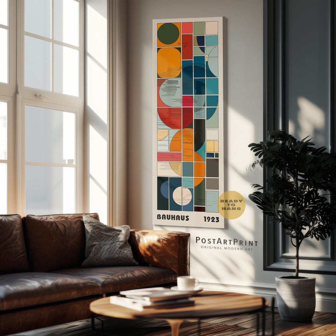 Bauhaus Geometric Art Print: Mid Century Modern Wide Framed Poster - Etsy
