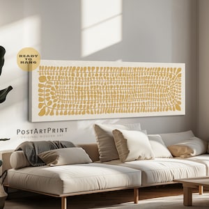 Horizontal Framed Canvas, Long Horizontal Art, Oversized Yellow Wall Art, Wide Wall Art, Long Narrow Decor, Floral Panoramic Framed Poster
