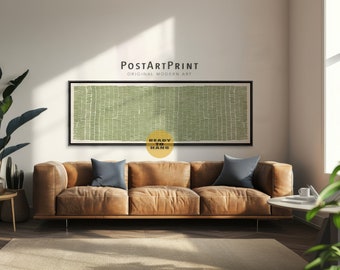 Mid Century Modern Framed Poster, Sage Green Horizontal Wall Art, Abstract Panoramic Art, Long Narrow Poster, Wide Art, Large Framed Canvas