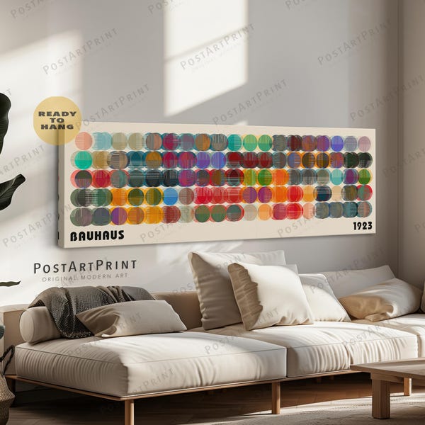 Bauhaus Art Print: Colorful Abstract Horizontal Framed Canvas