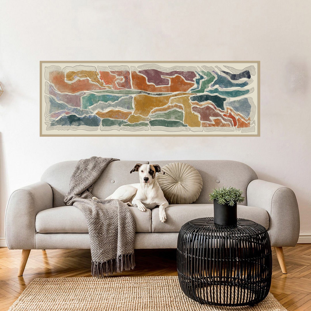 Abstract Horizontal Wall Art Panoramic Colorful Painting Long Narrow