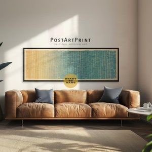 Long Horizontal Wall Art, Mid Century Modern, Panoramic Above Bed Decor, Long Narrow Poster, Wide Art, Large Framed Canvas, Color Blocks Art