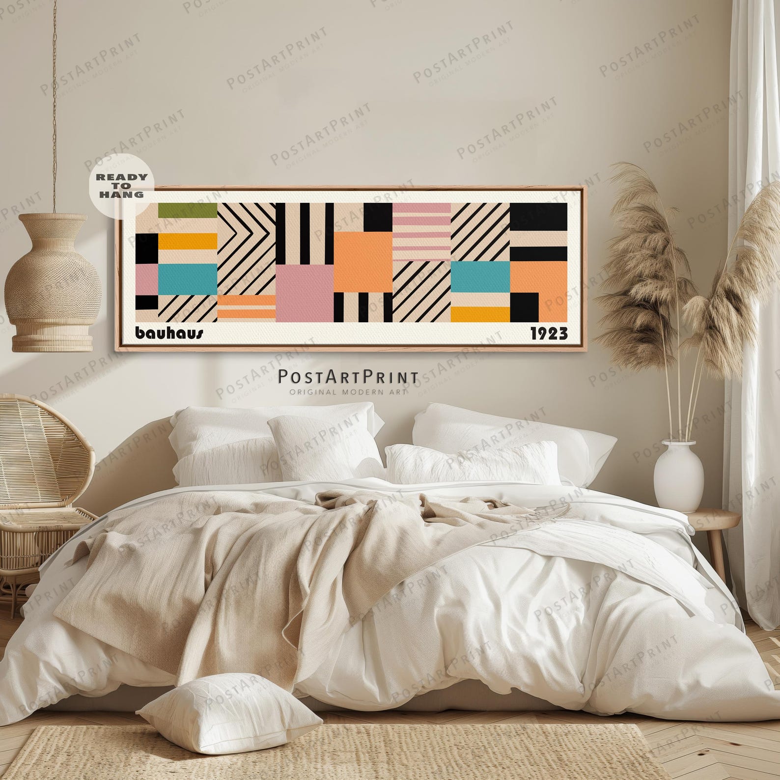Framed Bauhaus Art Print: Mid Century Modern Canvas Wall Decor - Etsy